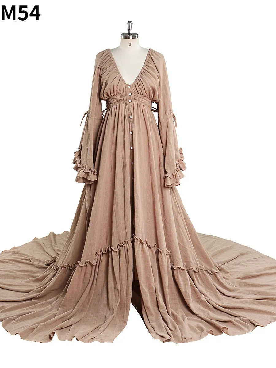 V Neck Evening Dresses Photography Dresses Baby Shower Dress for Pregnant Woman YEWEN YD211202