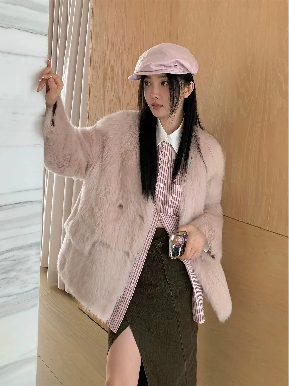 Venus Double-Breasted Fur Coat