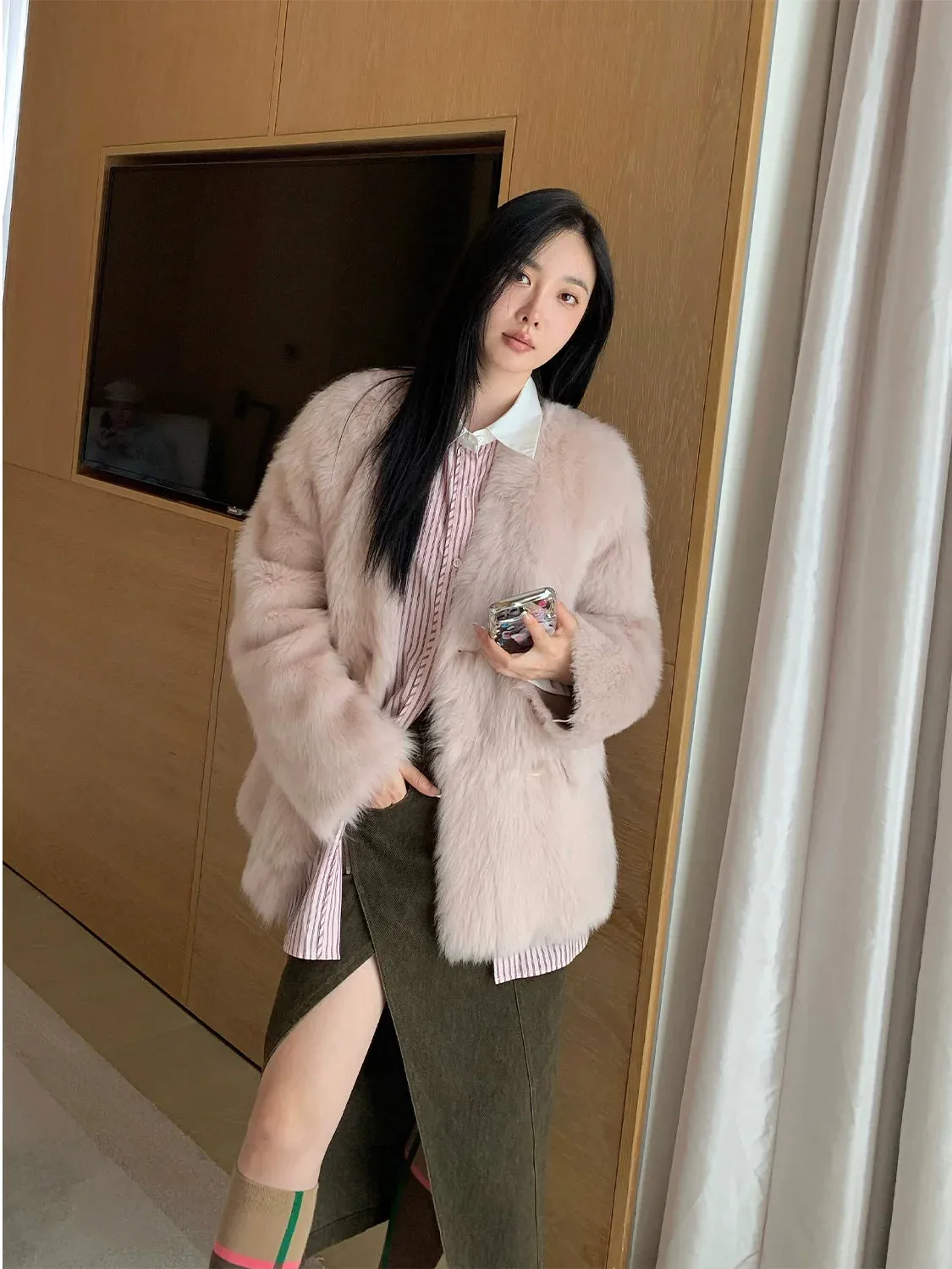 Venus Double-Breasted Fur Coat