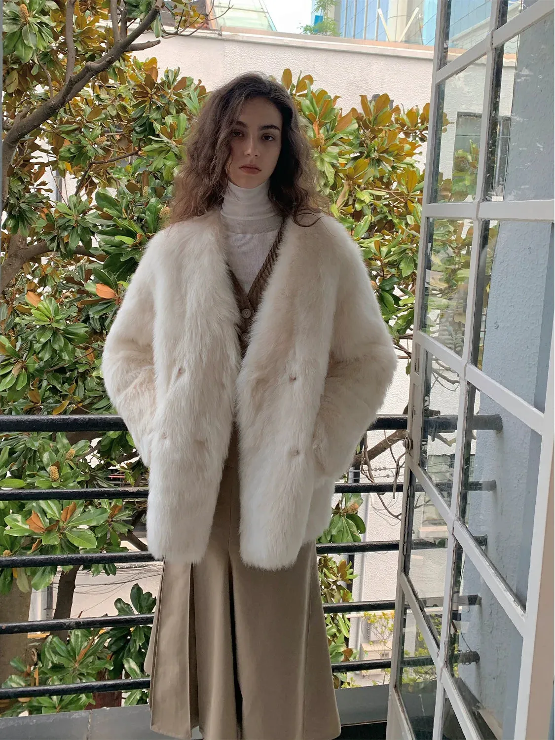 Venus Double-Breasted Fur Coat