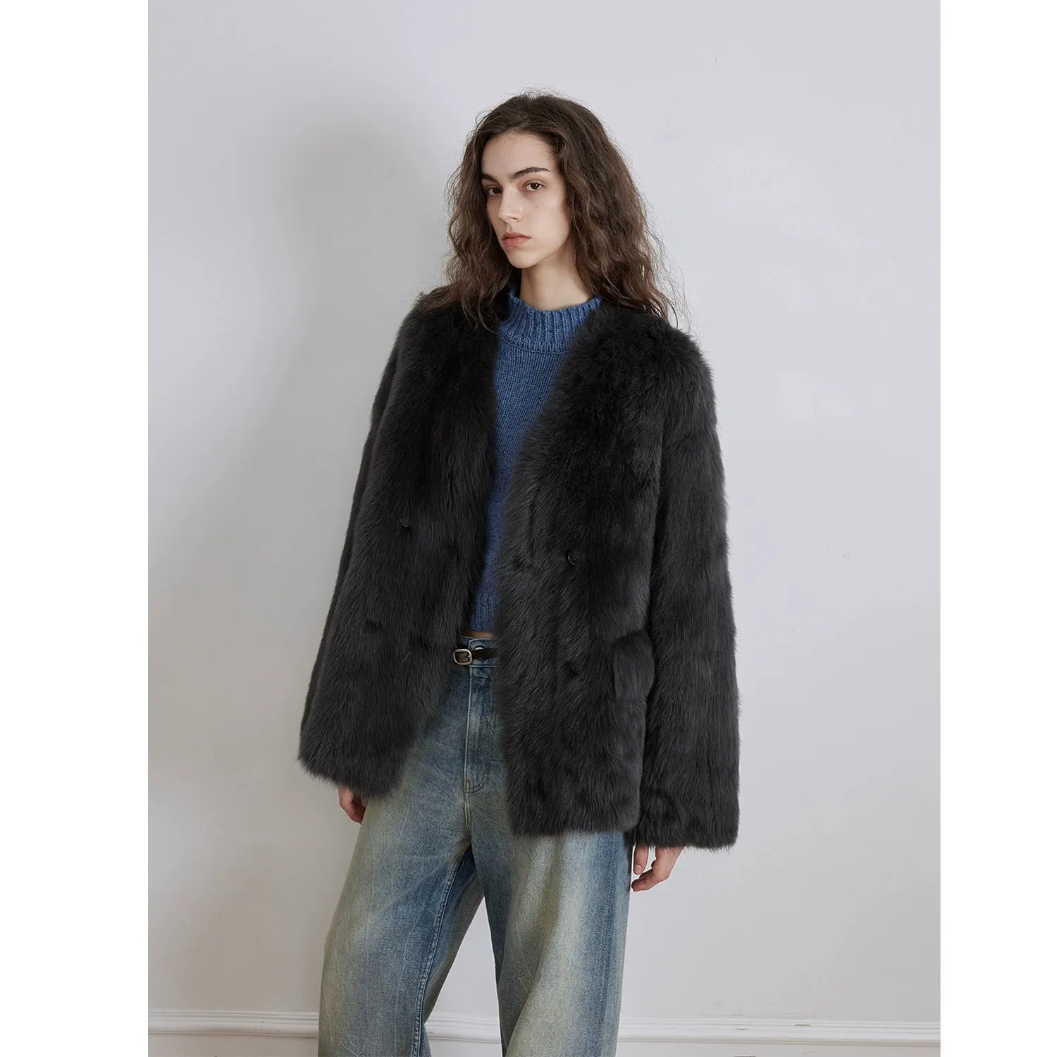 Venus Double-Breasted Fur Coat