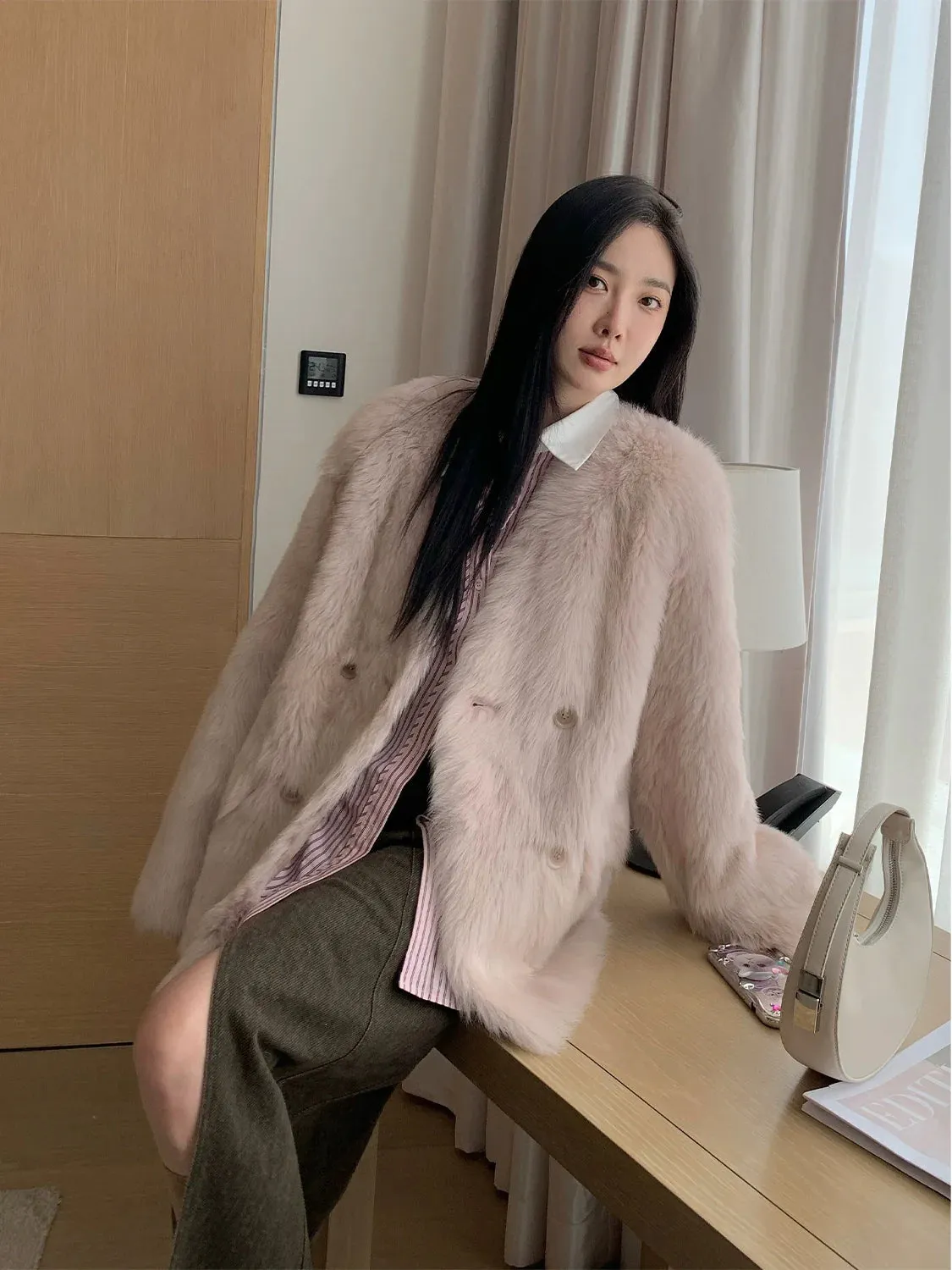Venus Double-Breasted Fur Coat