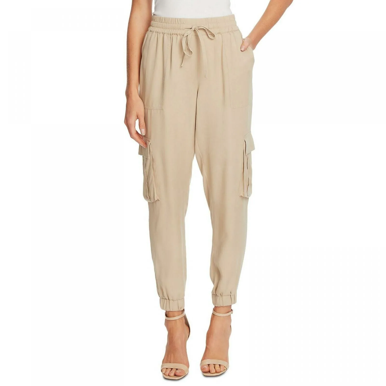 Vince Camuto Women's Drawstring Cargo Pants Khaki Small
