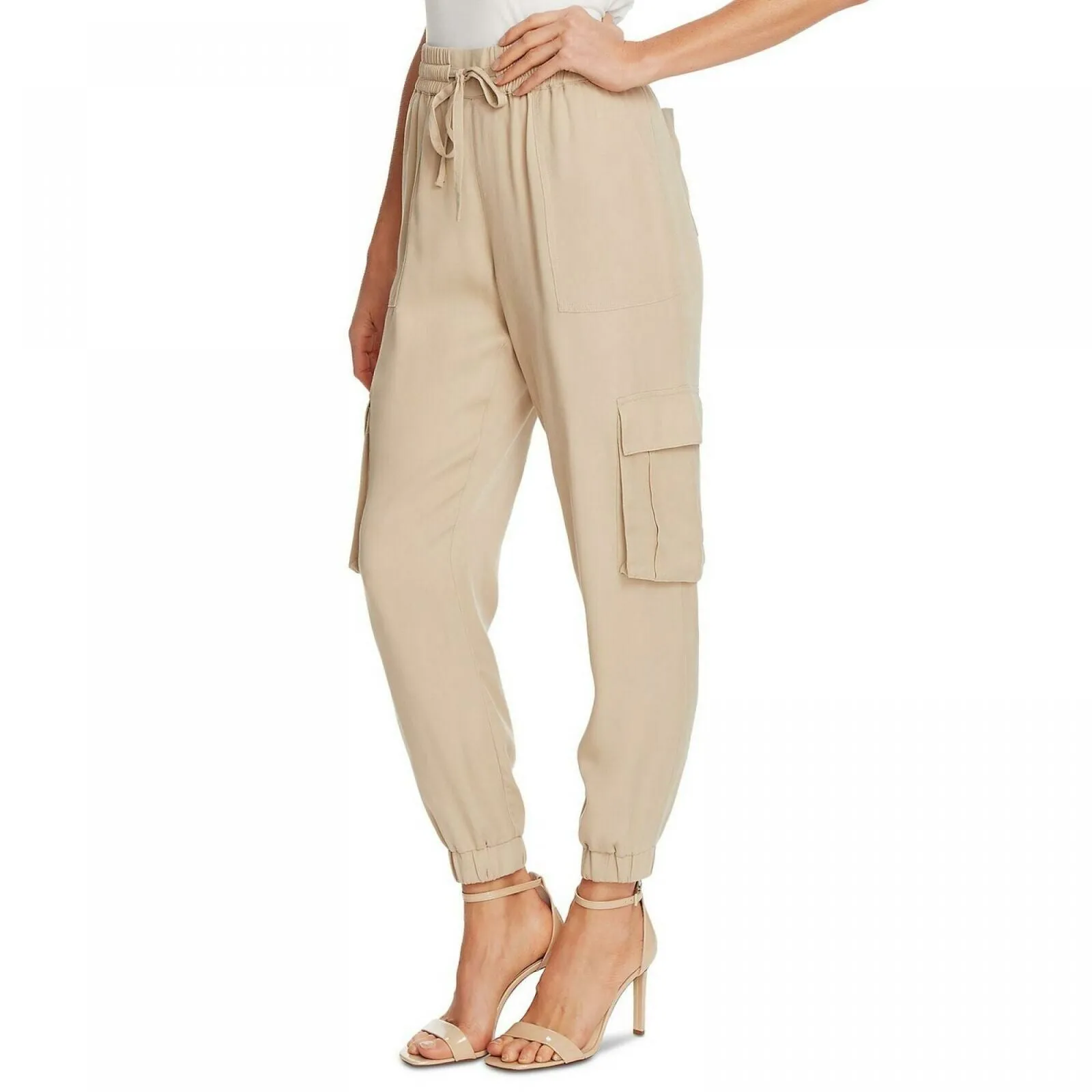 Vince Camuto Women's Drawstring Cargo Pants Khaki Small
