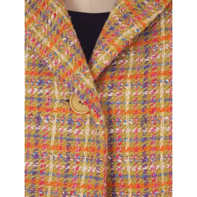 Vintage Ladies Blazer Aquascutum Wool Tweed Green/Purple & Orange 1970s