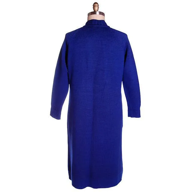 Vintage Royal Blue Sweater Dress/Coat 1960s Mara Londres Bust 44