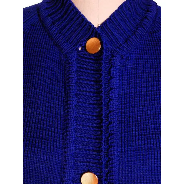 Vintage Royal Blue Sweater Dress/Coat 1960s Mara Londres Bust 44