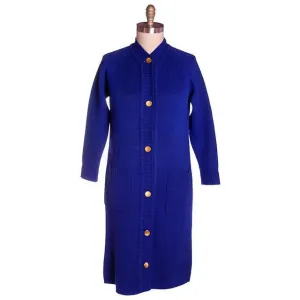 Vintage Royal Blue Sweater Dress/Coat 1960s Mara Londres Bust 44