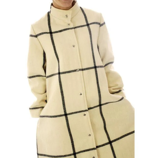 Vintage Vuokko Suomi Finland A-line Coat Plaid 1970s  US Size 4-6 EU 36