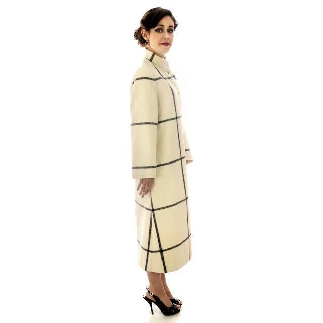 Vintage Vuokko Suomi Finland A-line Coat Plaid 1970s  US Size 4-6 EU 36