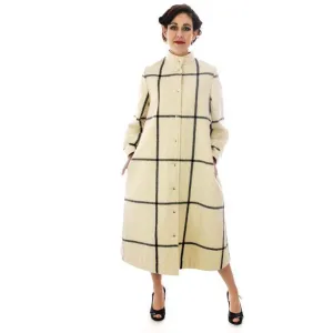 Vintage Vuokko Suomi Finland A-line Coat Plaid 1970s  US Size 4-6 EU 36