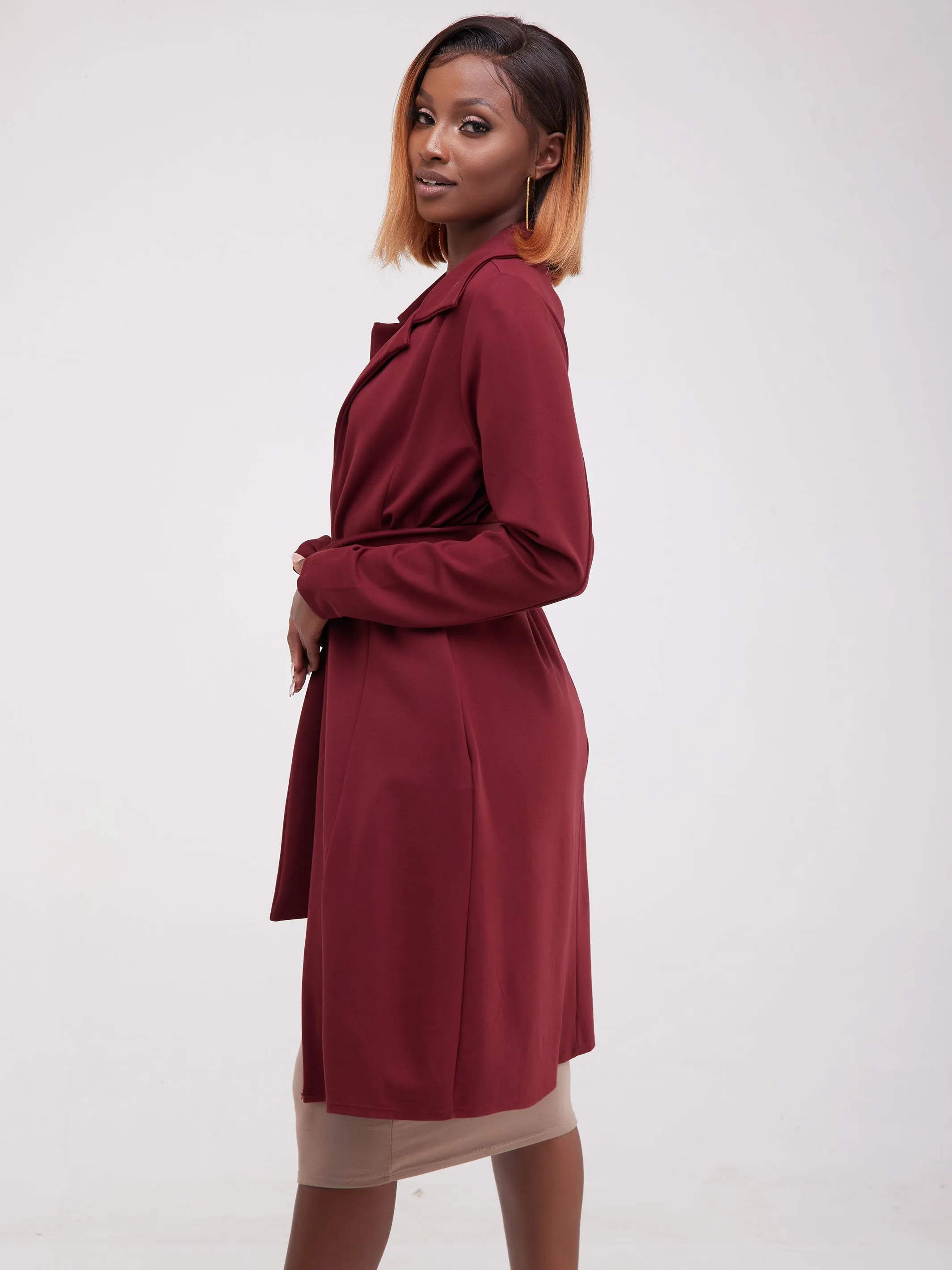 Vivo Basic Trench Coat - Maroon