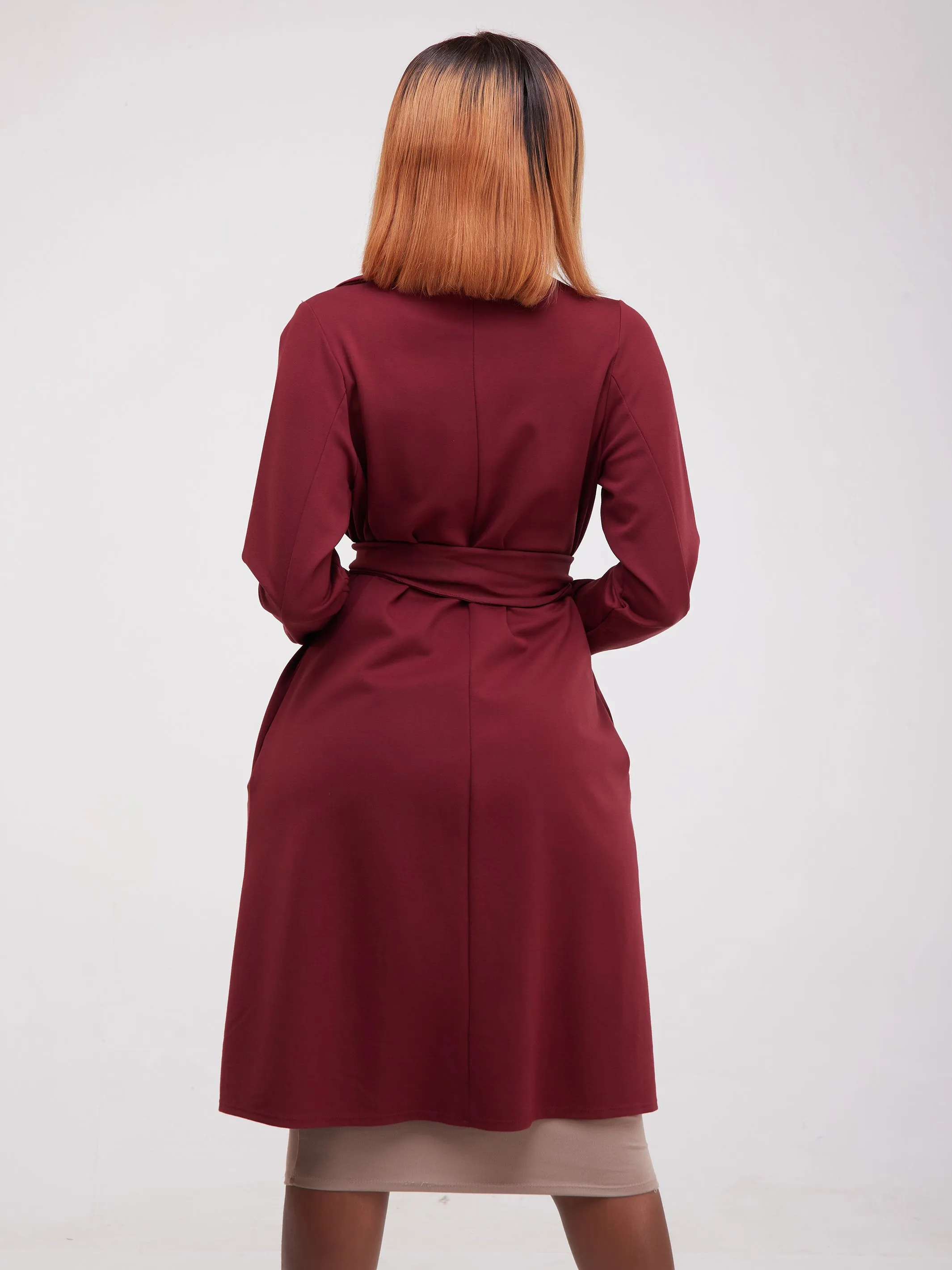 Vivo Basic Trench Coat - Maroon
