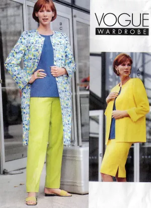 Vogue Wardrobe 2285 Womens Casual Jacket Skirt Top Sheath Dress & Pants 1990s Vintage Sewing Pattern Size 20 - 24 UNCUT Factory Folded