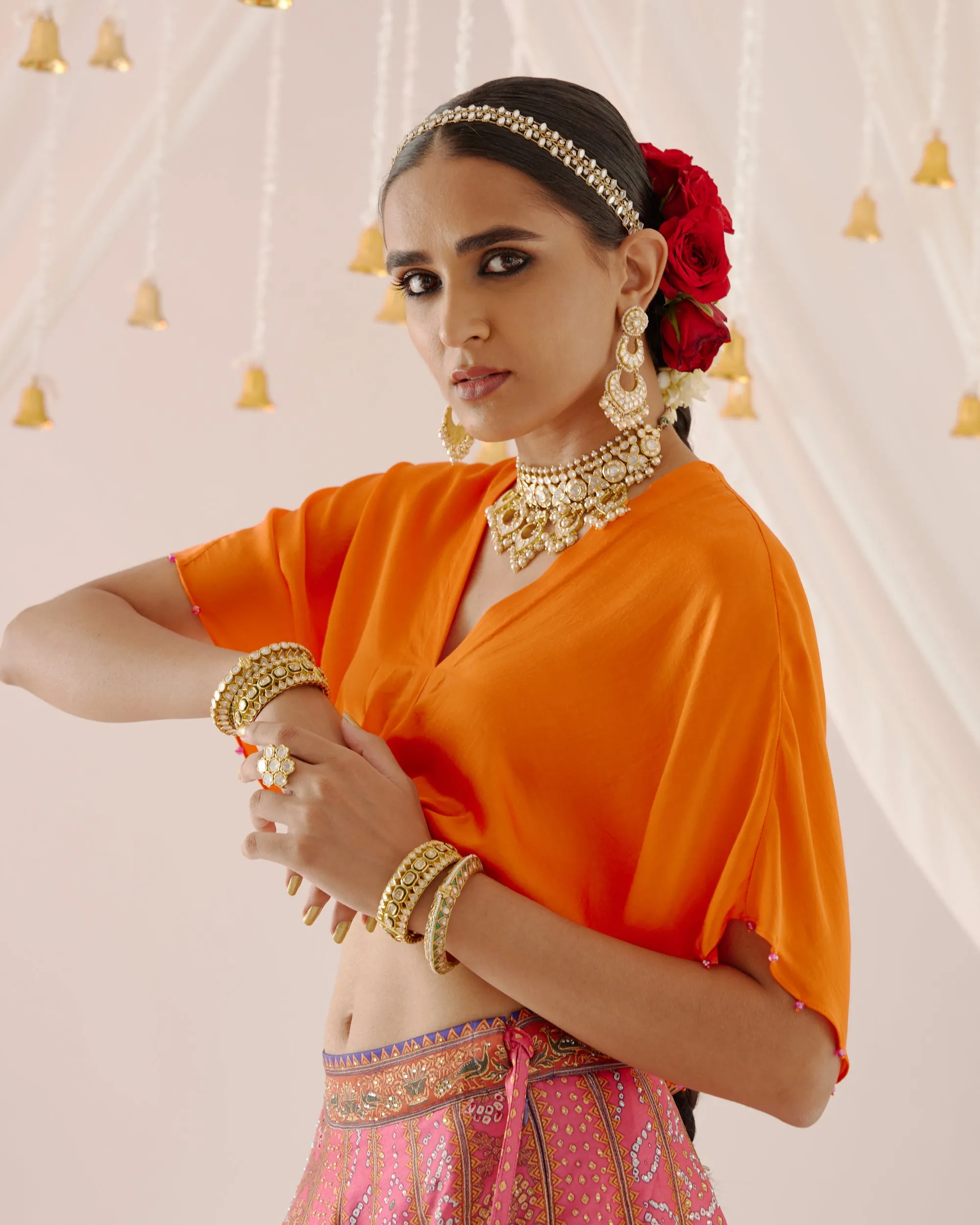Vrindavan : Neerja Leela - Orange/Fuchsia