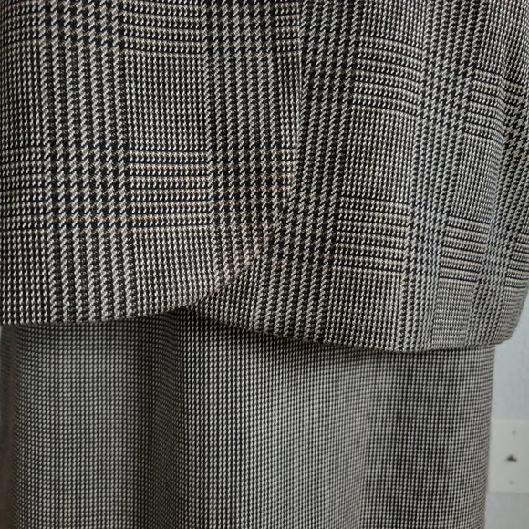 VTG WORTHINGTON Retro Brown &amp; Black mixed Glen and Gingham Plaid Skirt S…