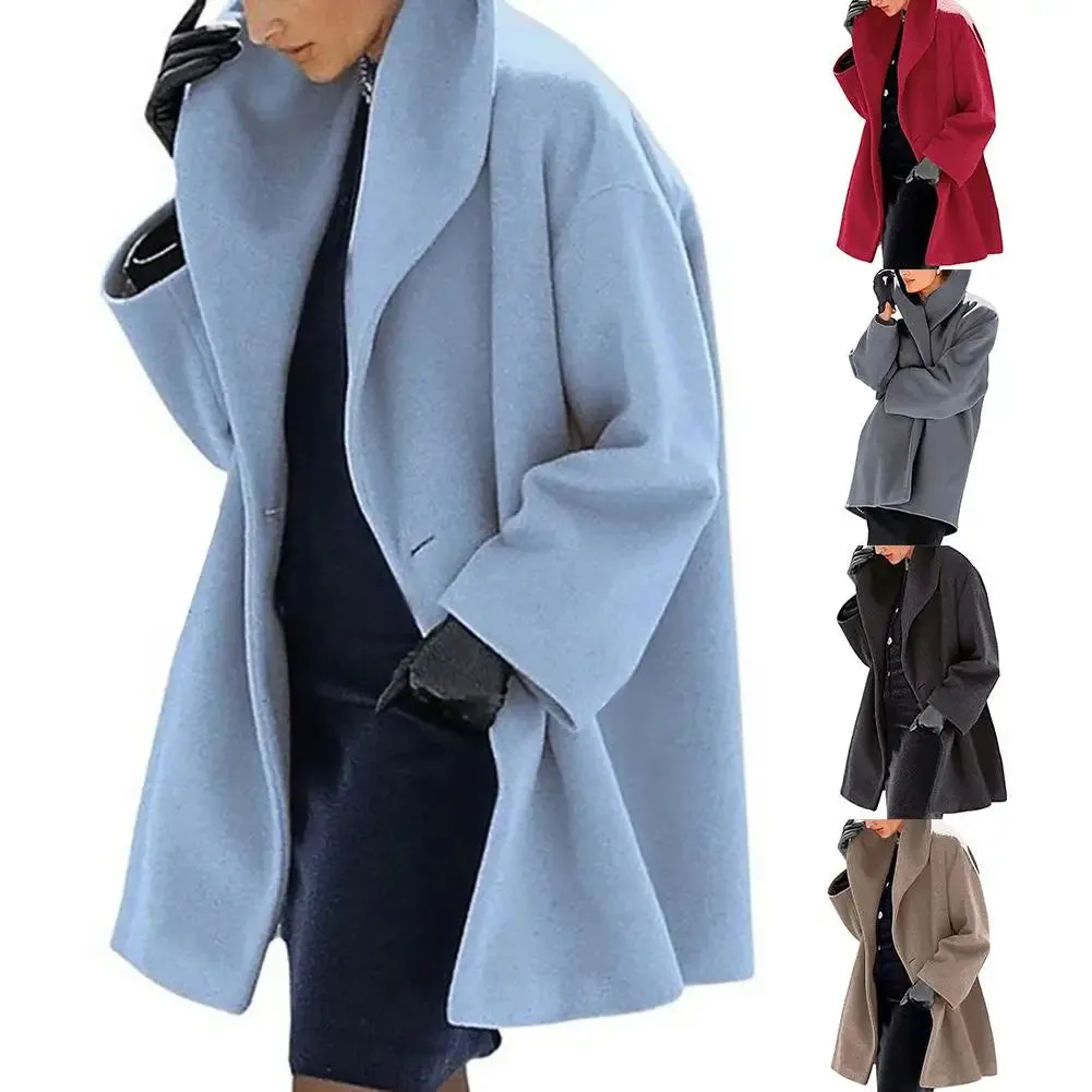Warm Hooded Shawl Collar Long coat with Buttons