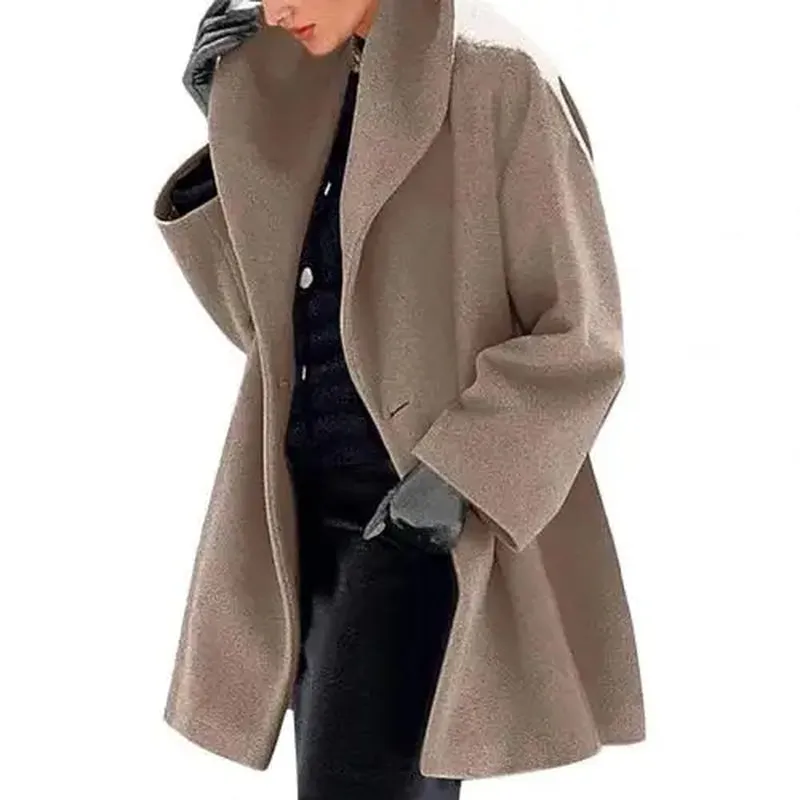 Warm Hooded Shawl Collar Long coat with Buttons