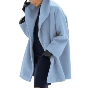 Warm Hooded Shawl Collar Long coat with Buttons