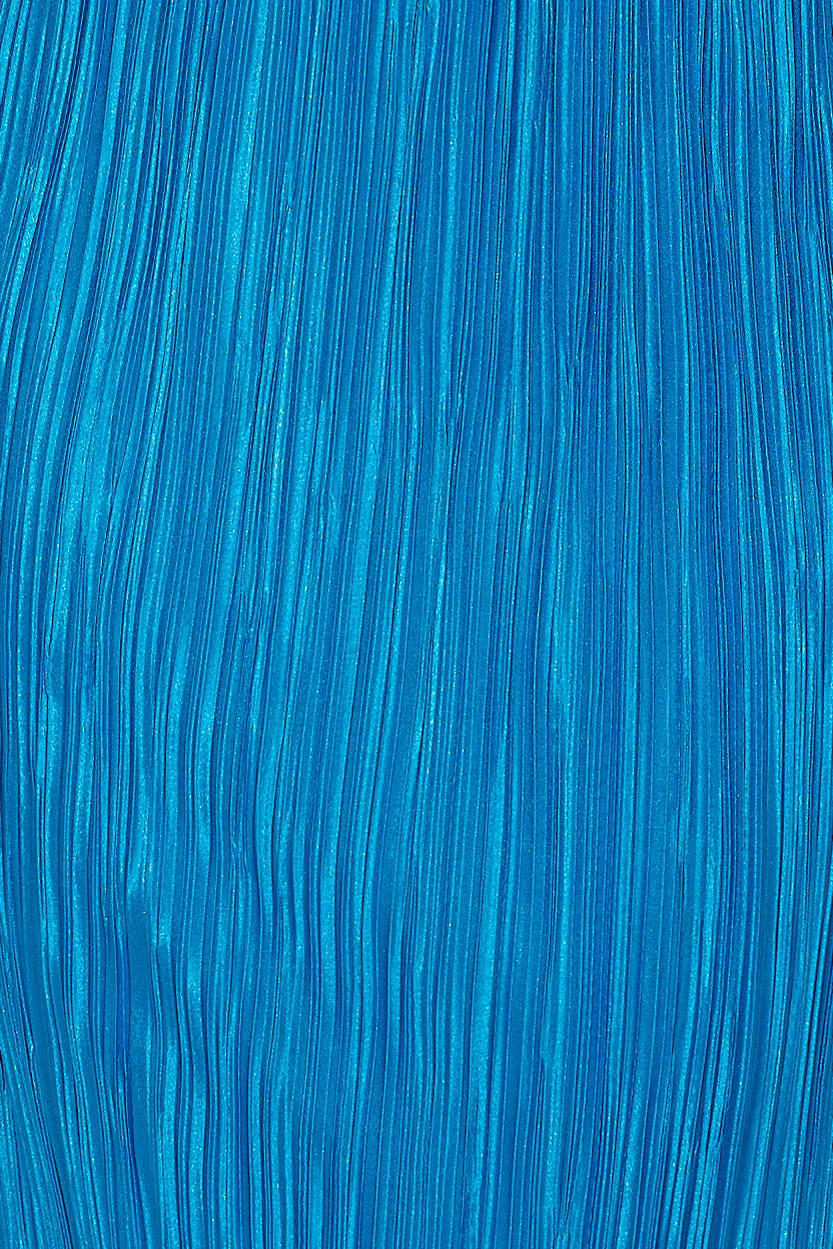 Wearing This Tonight Plisse Strapless Maxi Dress Blue