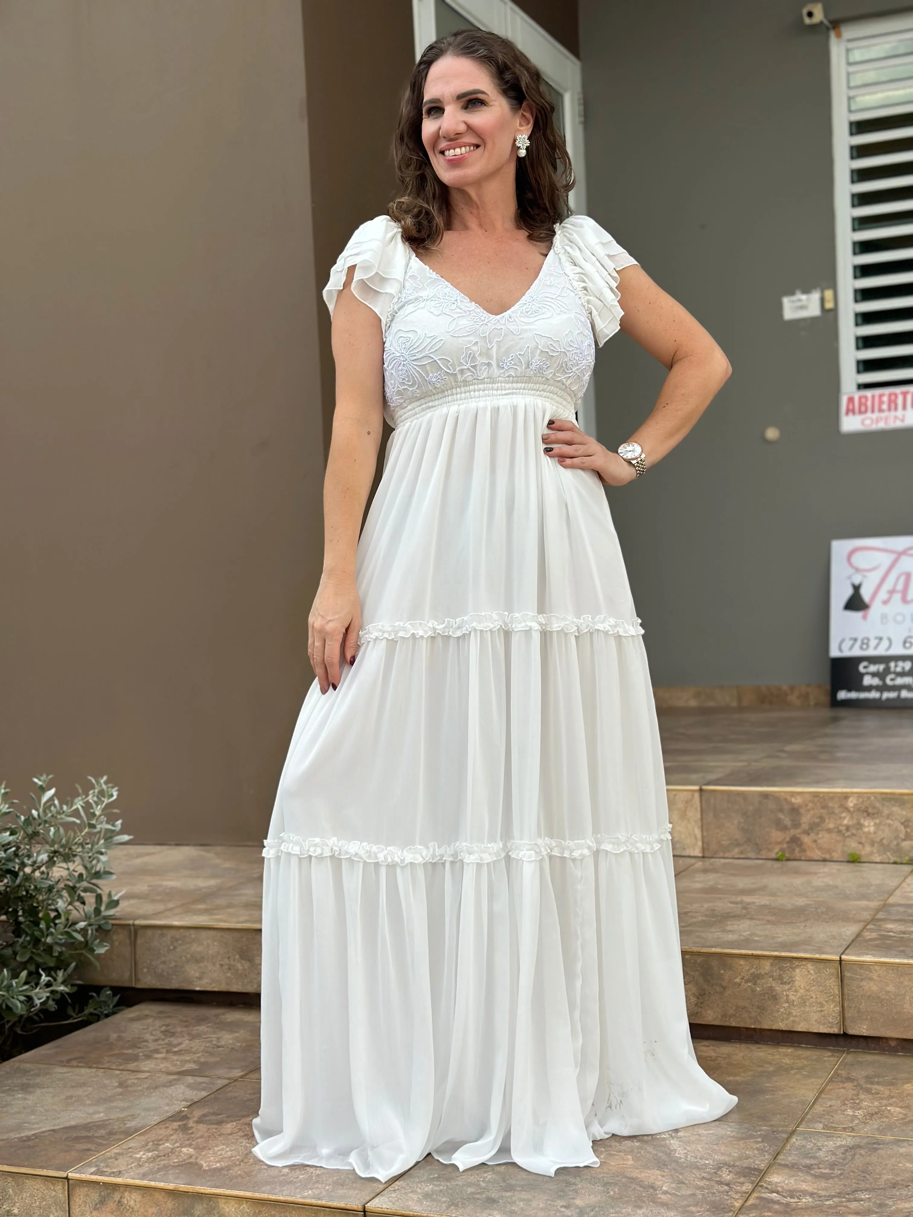 White Embroidery Maxi Dress