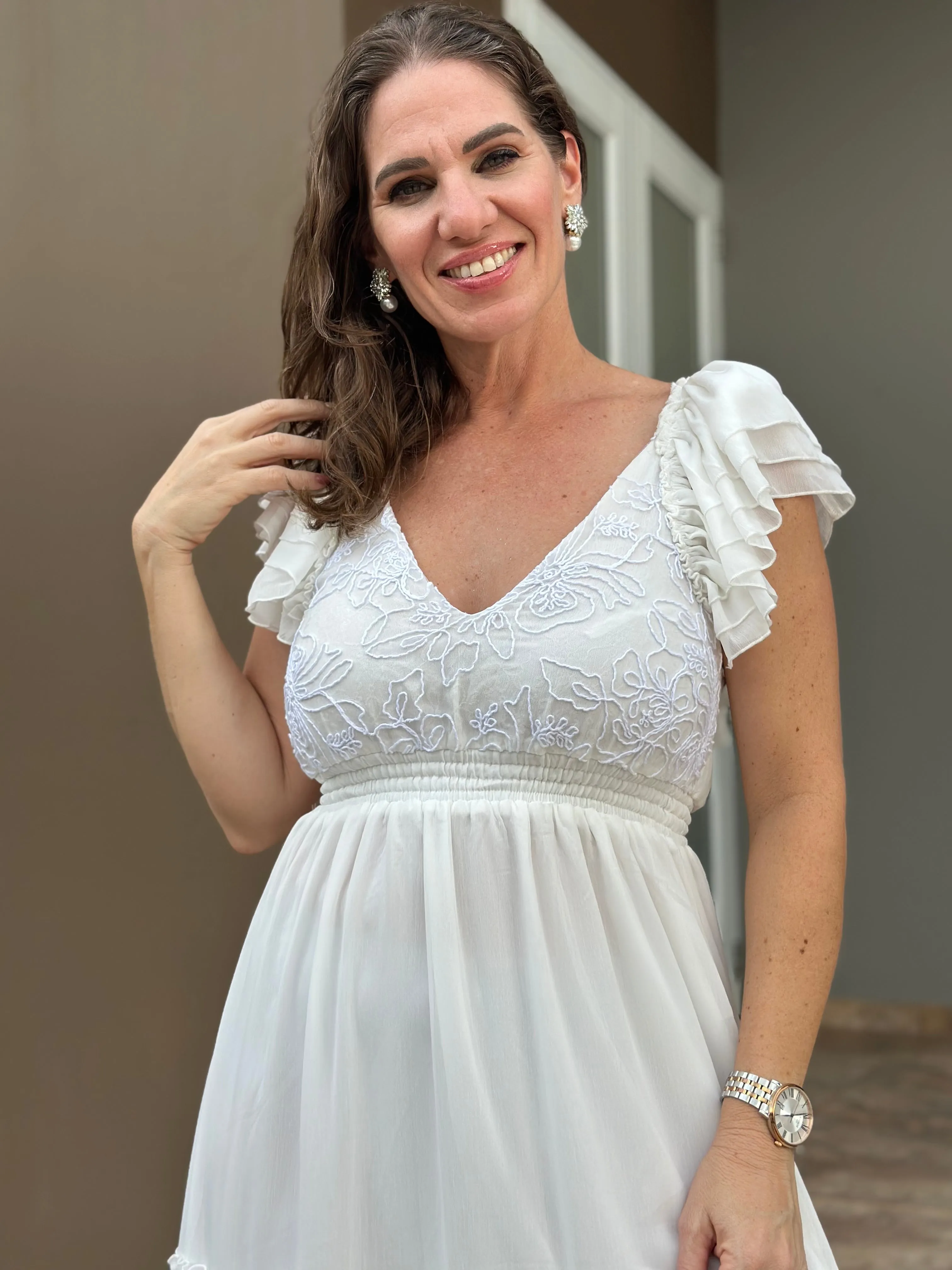 White Embroidery Maxi Dress