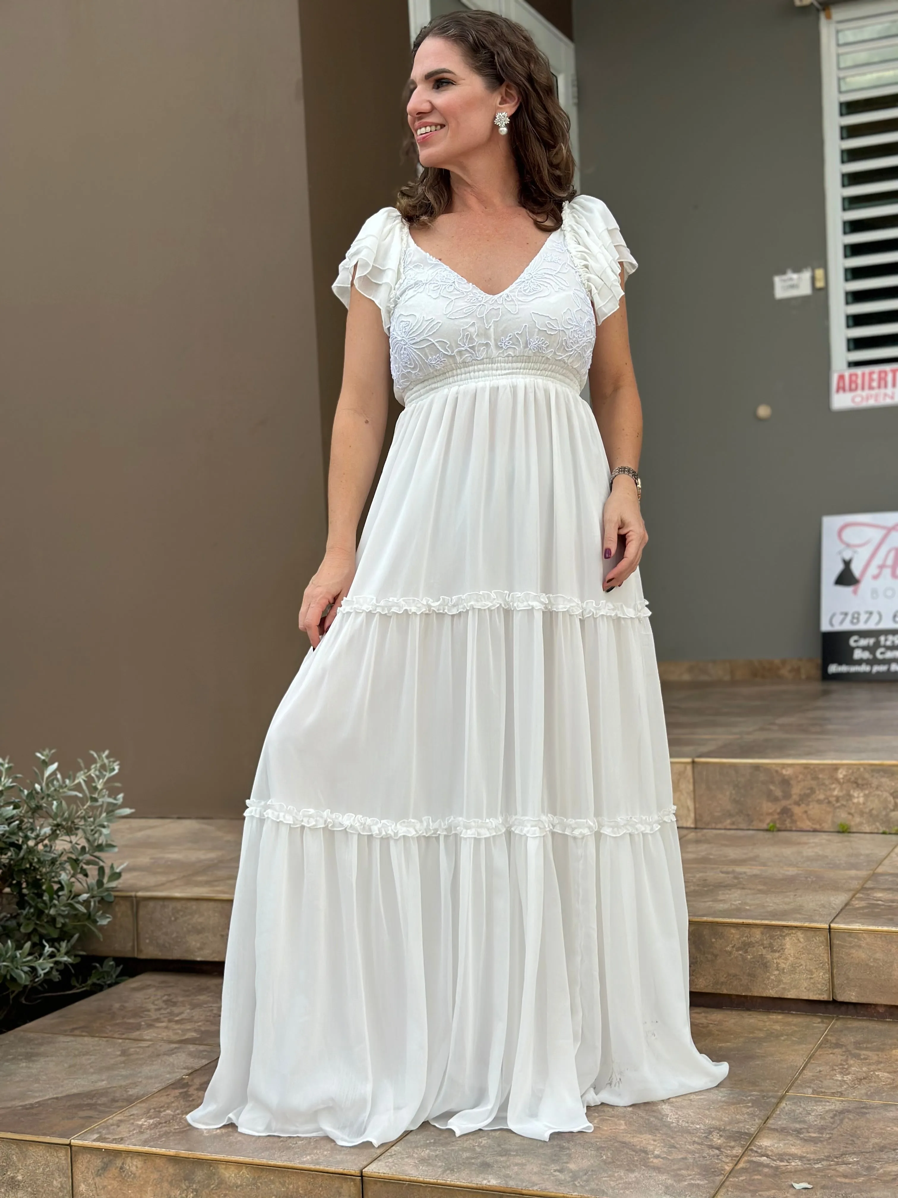 White Embroidery Maxi Dress