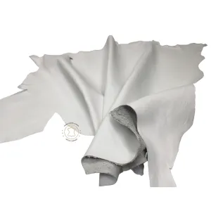 WHITE Lambskin Leather - Garment Leather Thickness: 0.8 -1.0 mm/ 2 - 2.5oz / Size 7 - 10 SqFt