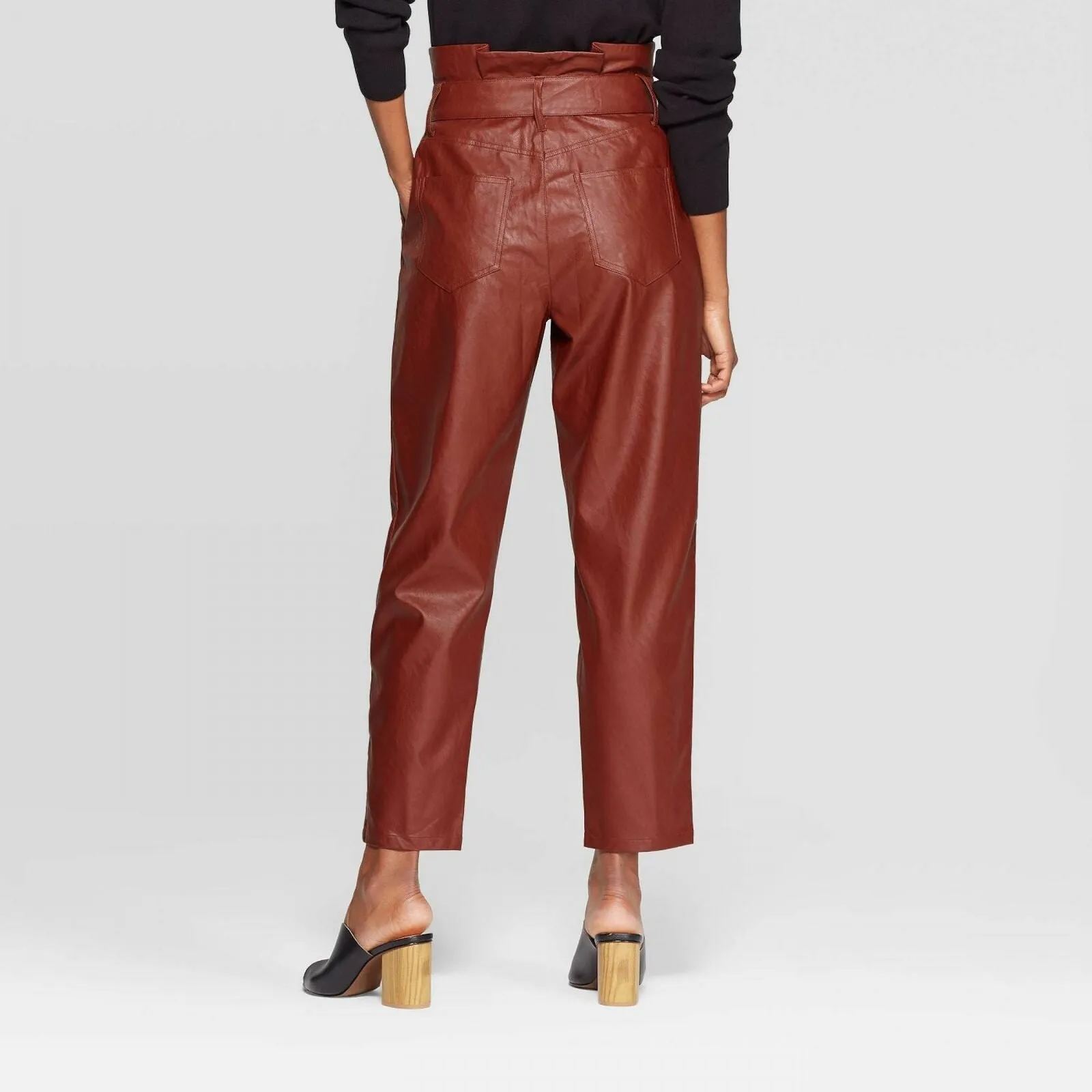 Who What Wear Women's Mid Rise Straight Leg Paperbag Pants