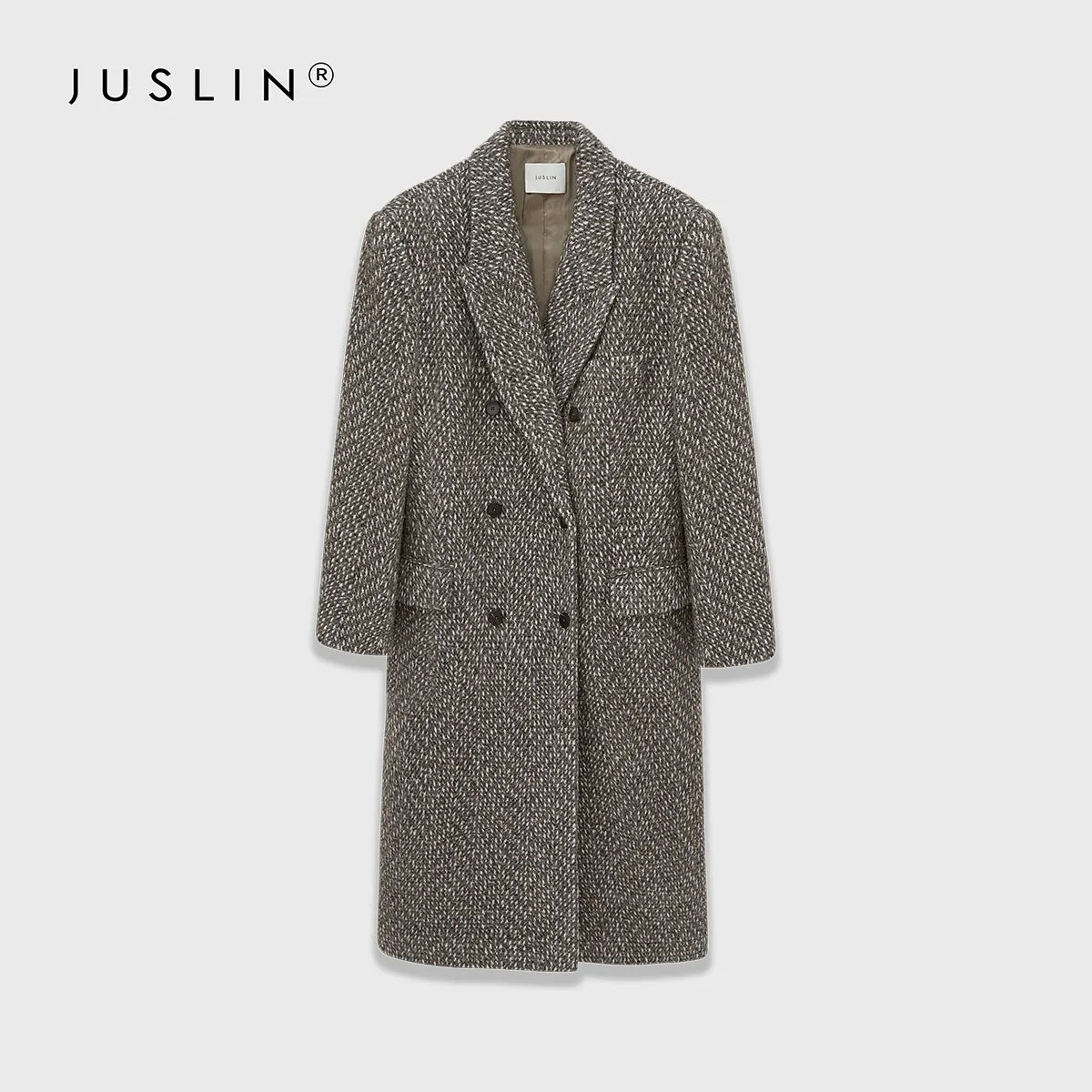 Wide Shoulder Double-Breasted Coat