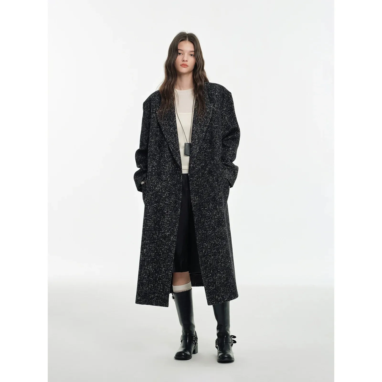 Wide Shoulder Double-Breasted Coat