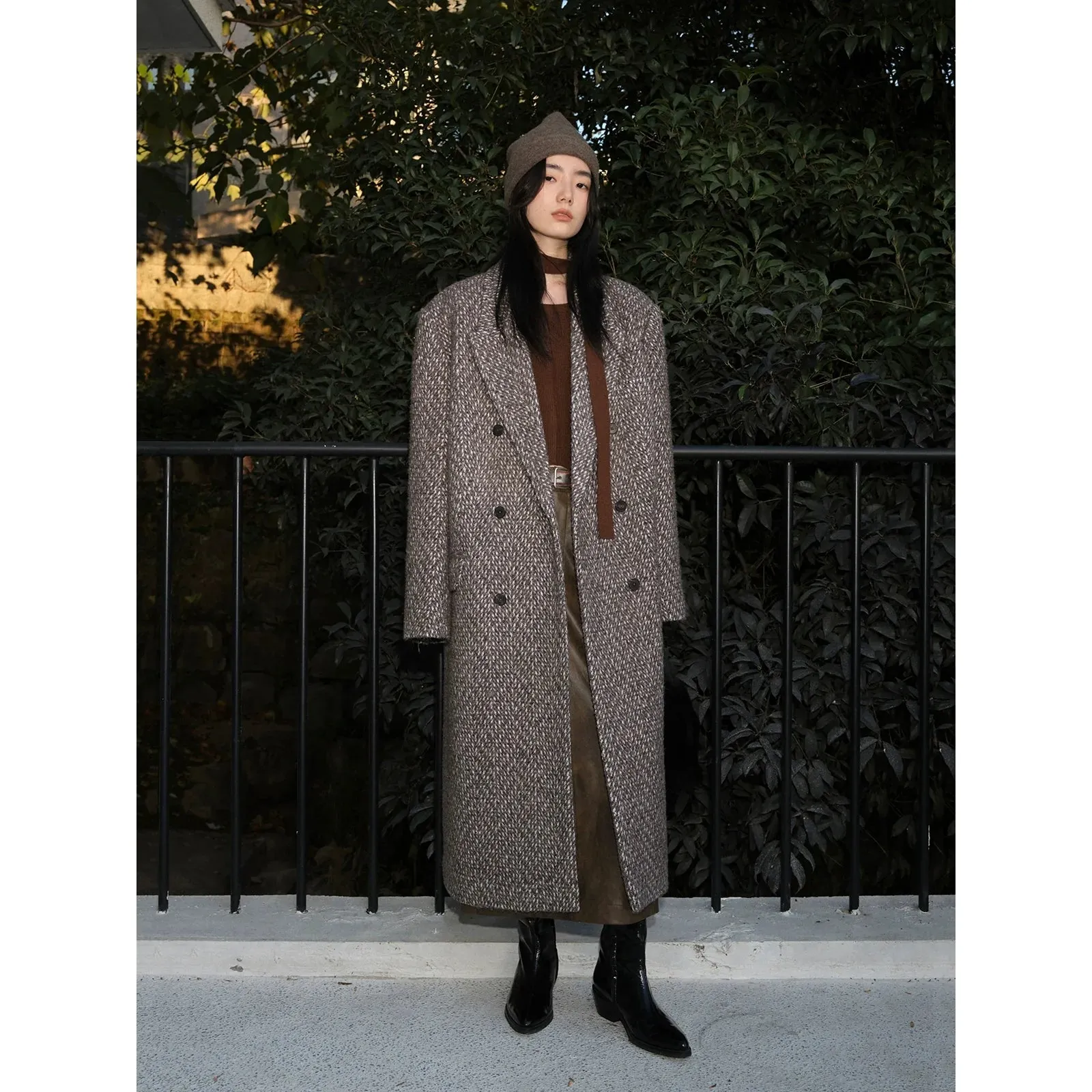 Wide Shoulder Double-Breasted Coat