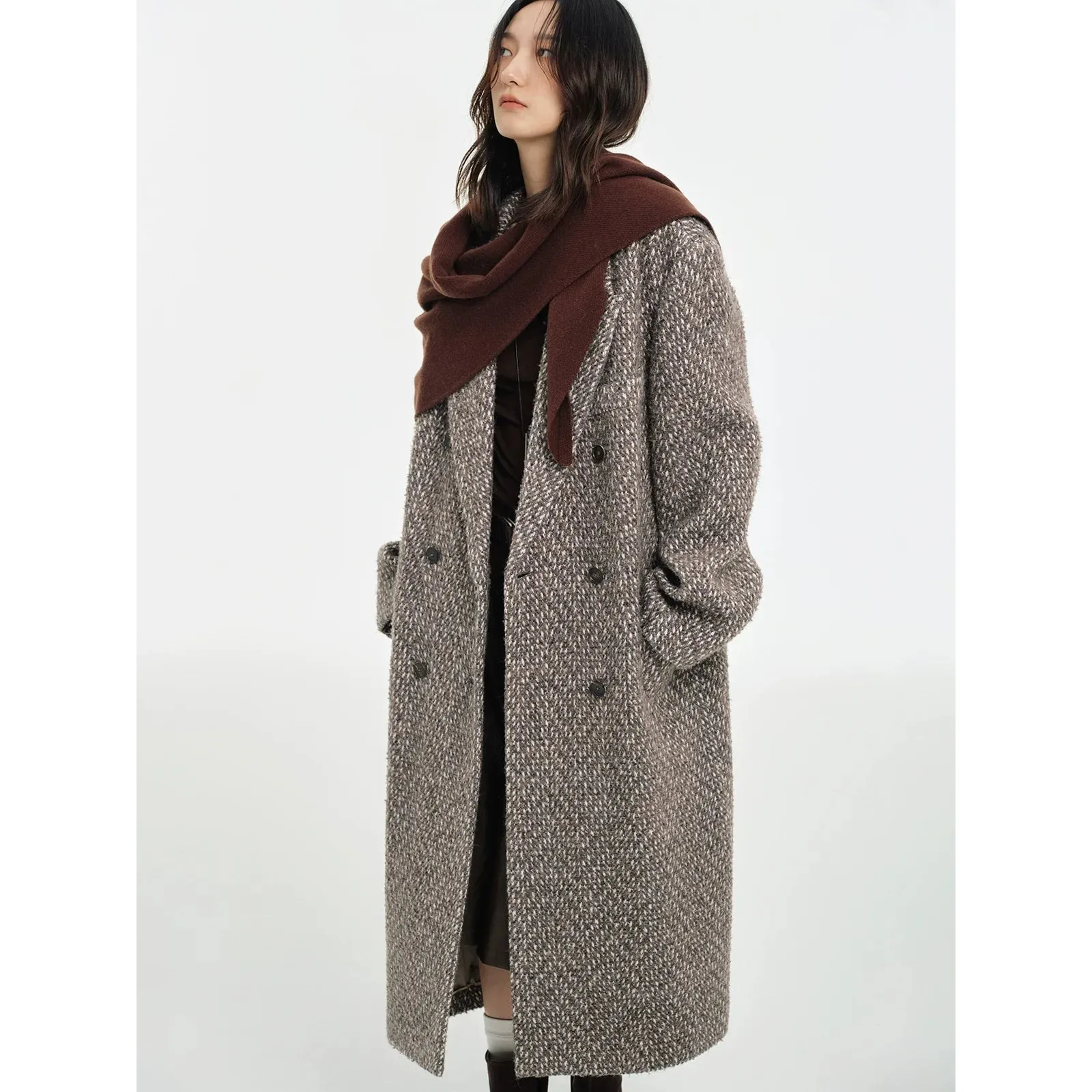 Wide Shoulder Double-Breasted Coat