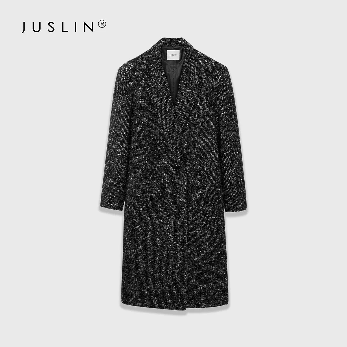 Wide Shoulder Double-Breasted Coat