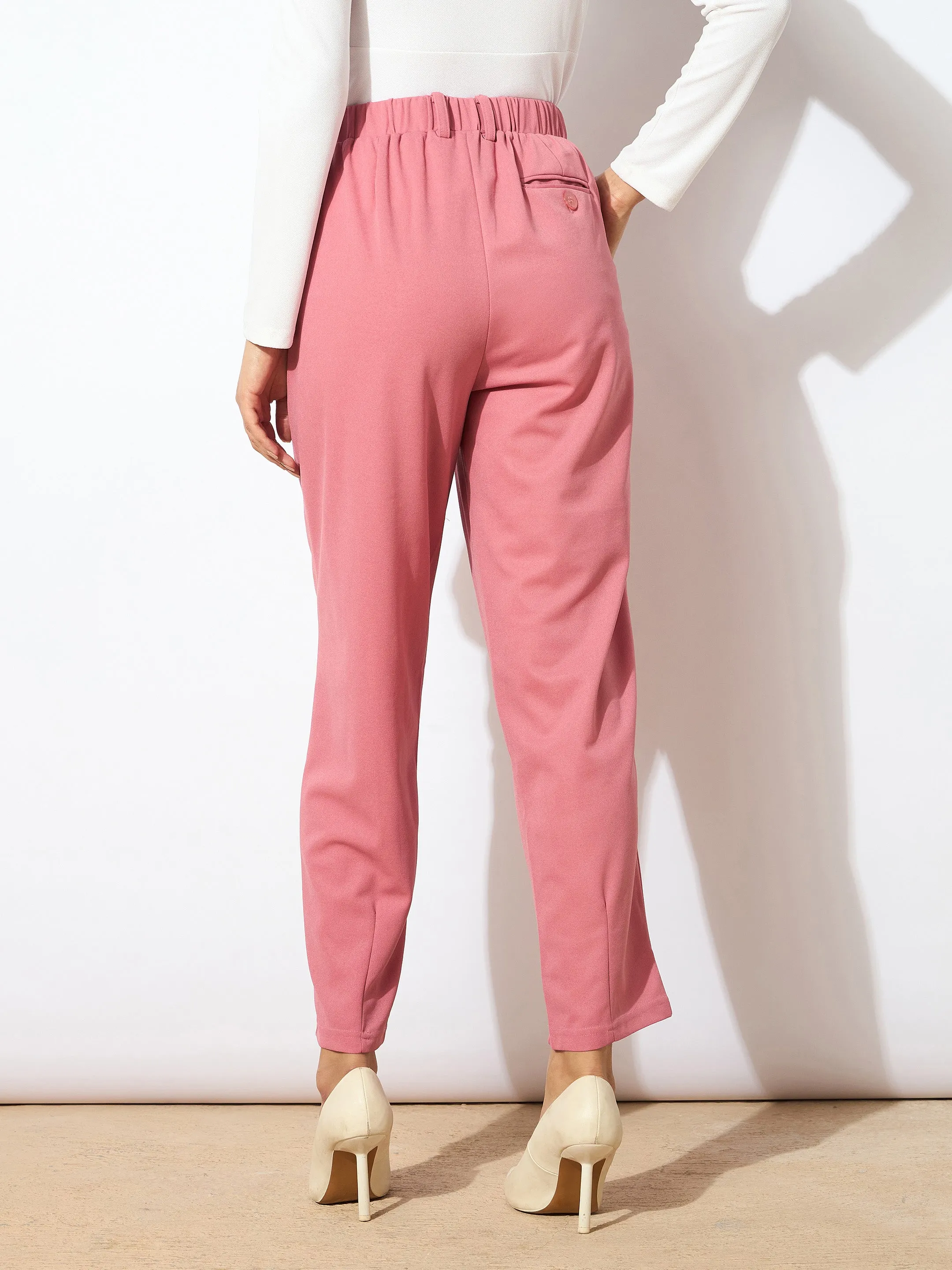 Women Pink Tapered Pants