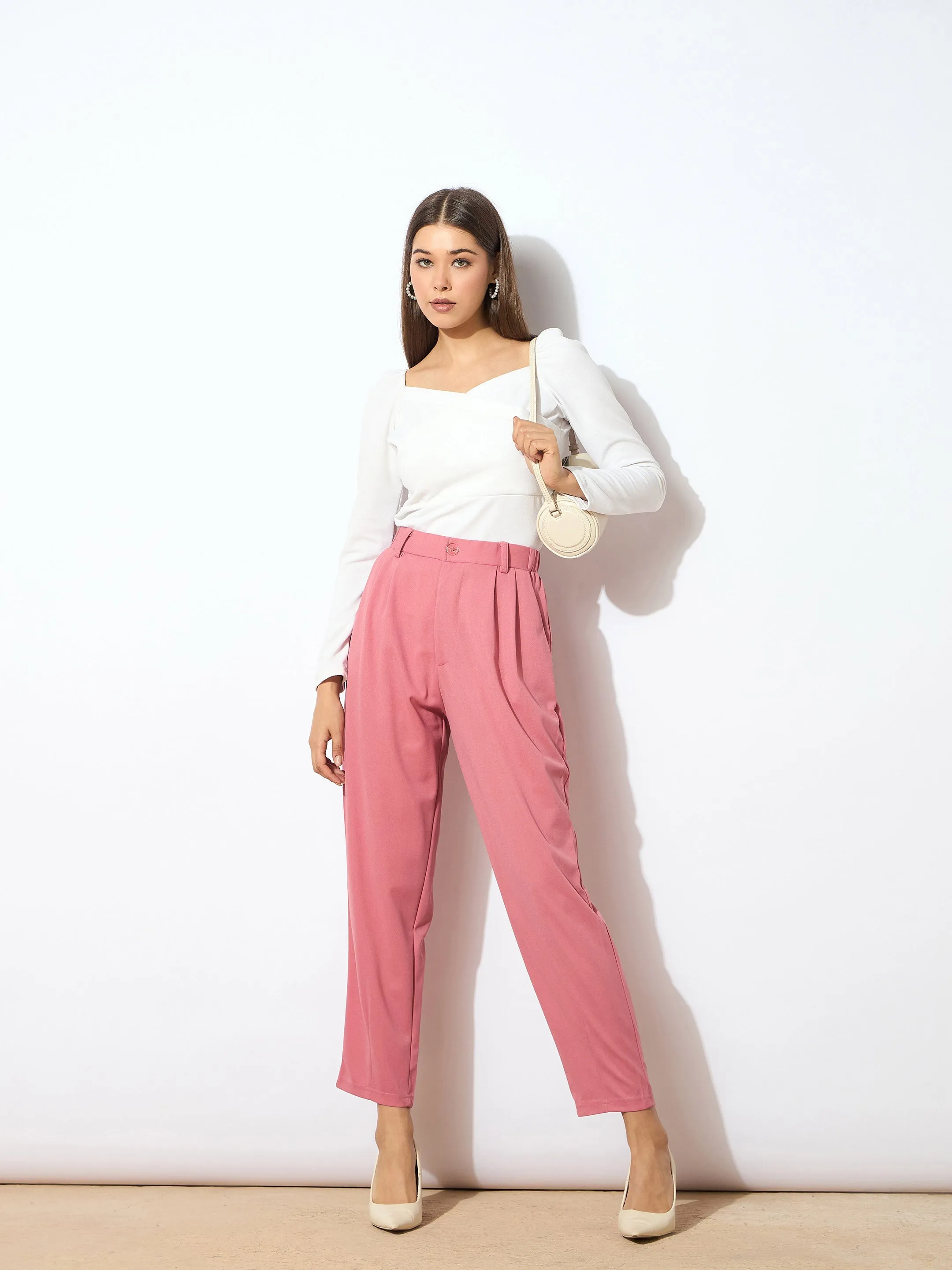 Women Pink Tapered Pants