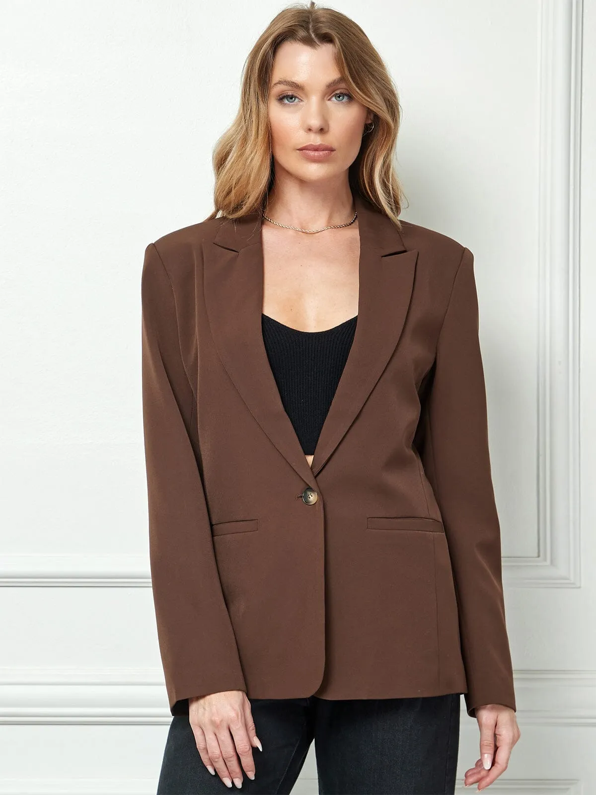 WOMEN'S LONG SLEEVE BUTTON CLOSURE BLAZER