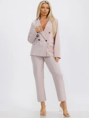 WOMEN'S LONG SLEEVE BUTTON CLOSURE STRIPES BLAZER