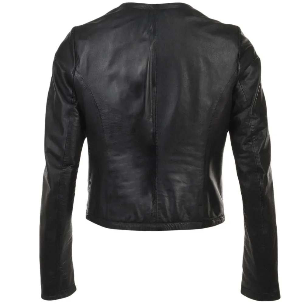 Women's Sleek Design Black Leather Jacket