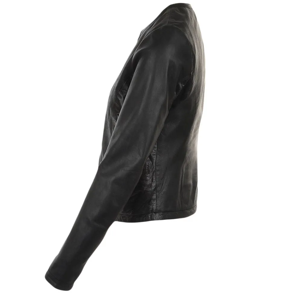 Women's Sleek Design Black Leather Jacket