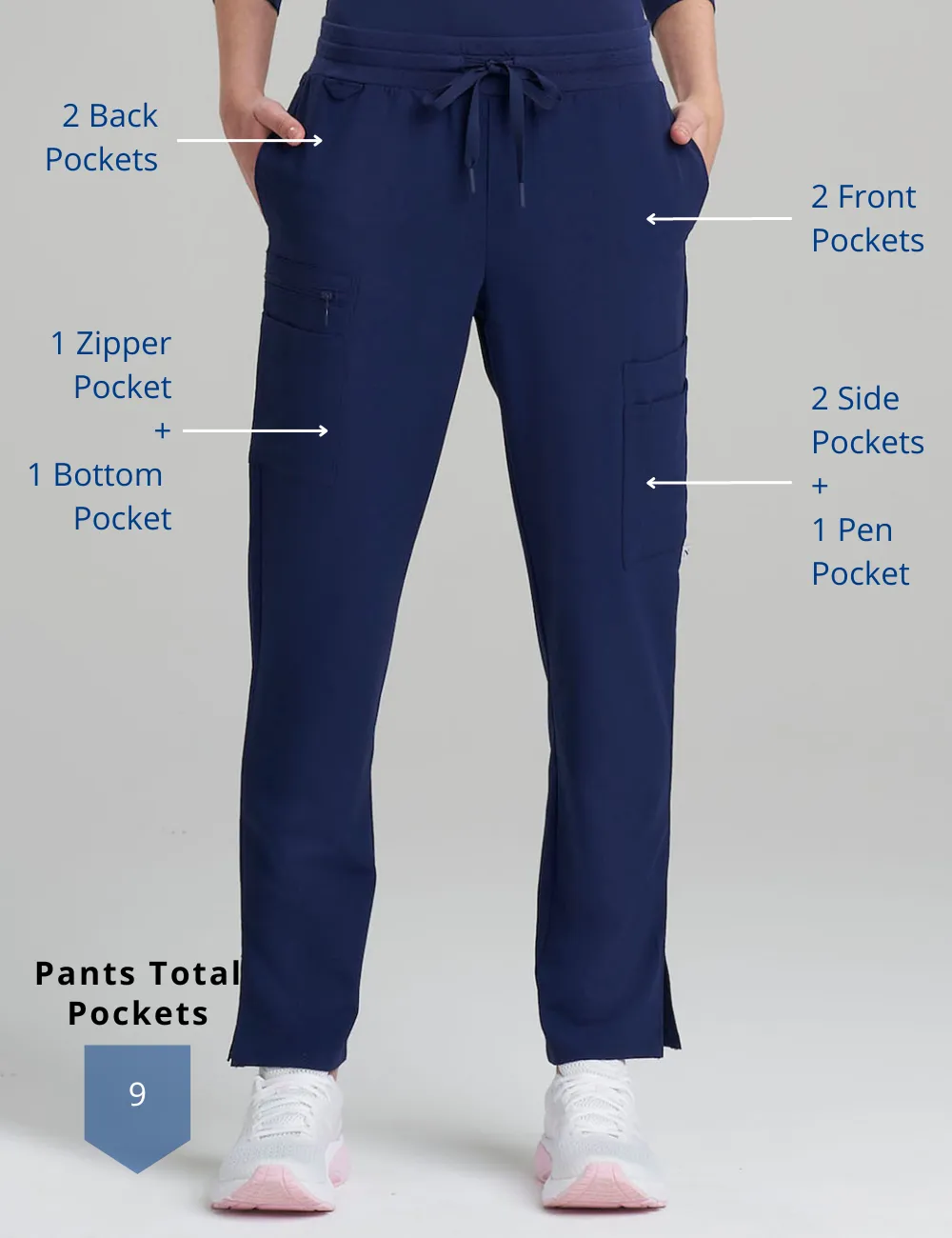 Womens Straight Leg Scrub Pants - Black