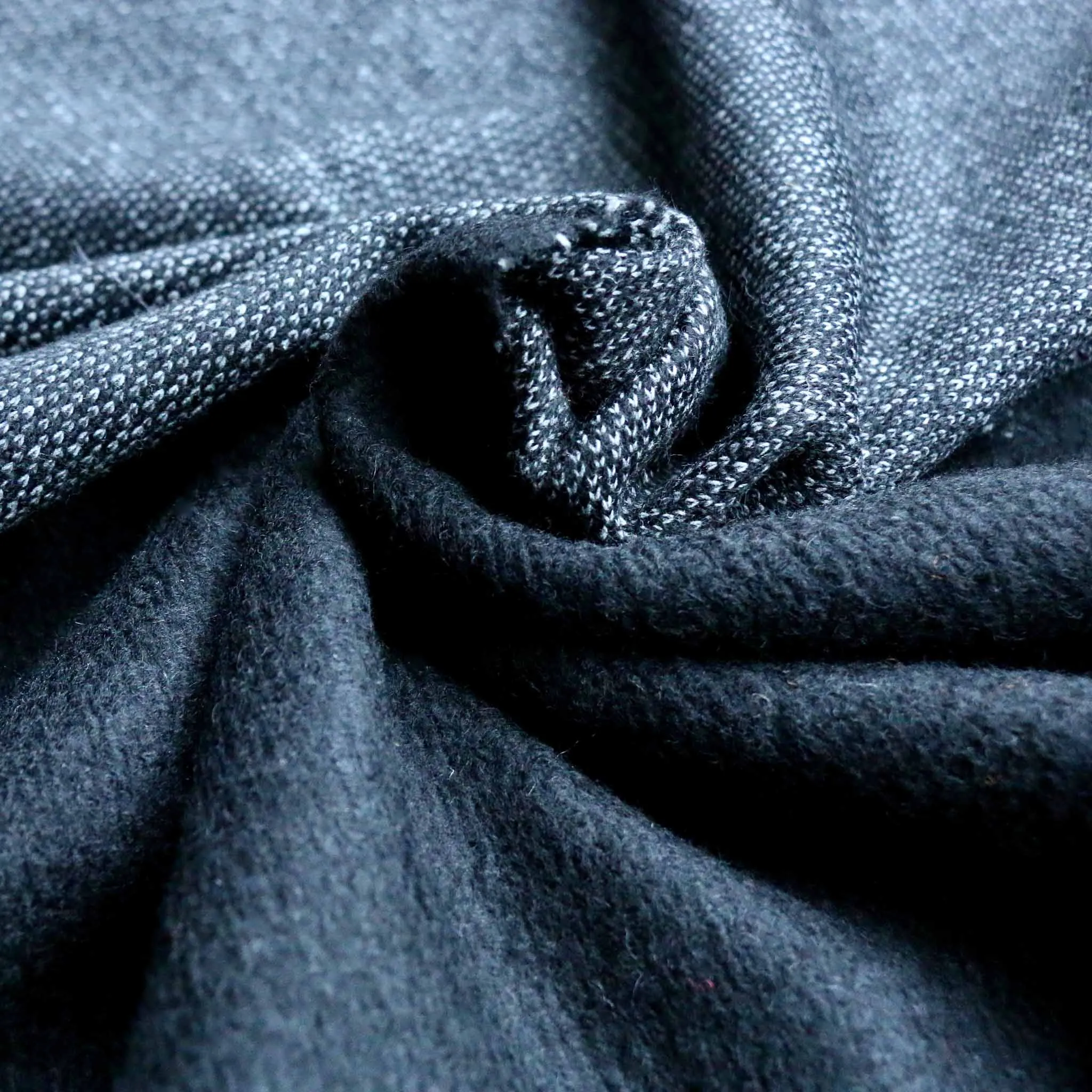 Wool Blend Jersey Fabric -  Black and grey