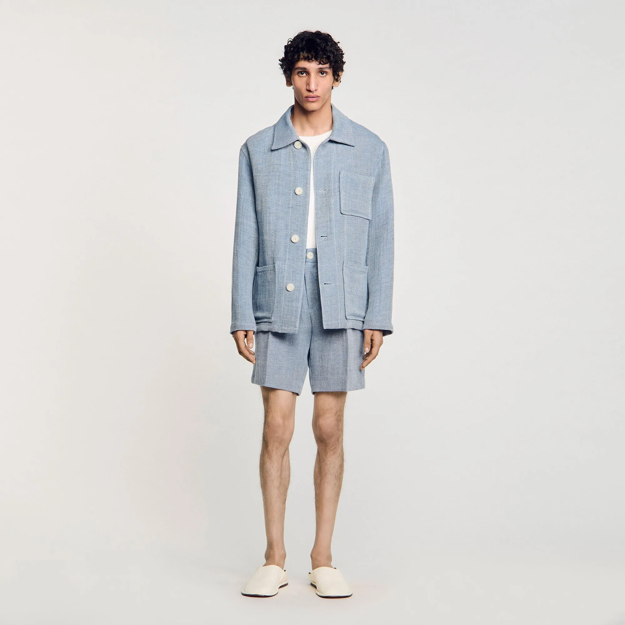 Worker Overshirt Linen Worker Jacket Chambray.